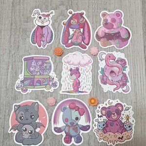 Halloween Spooky Scary Stickers Colorful Bats Skulls DIY Multi Purpose Set of 9